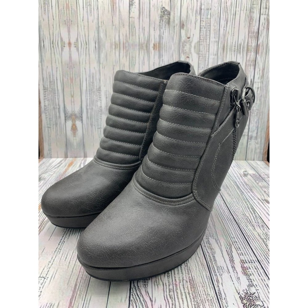 Gray G By Guess High Heeled Booties Women's Size 10 Pleated Ankle Boots Zip up